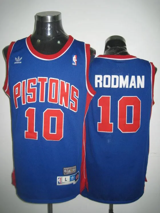 Moisture-Wicking Basketball Jersey-Pistons 10 Rodman Blue Basketball Jerseys