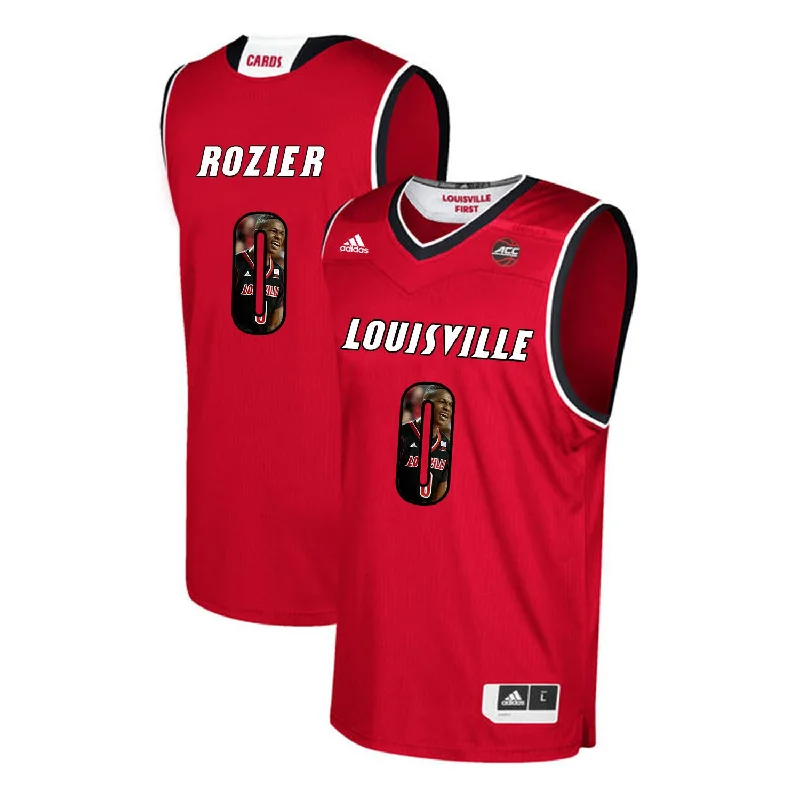 Basketball Jersey For Spring Training-Louisville Cardinals 0 Terry Rozier Red With Portrait Print College Basketball Basketball Jersey