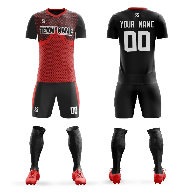 Moisture-Wicking Football Jersey-Custom Red Printing Outdoor Tracksuit Soccer Sets Jersey