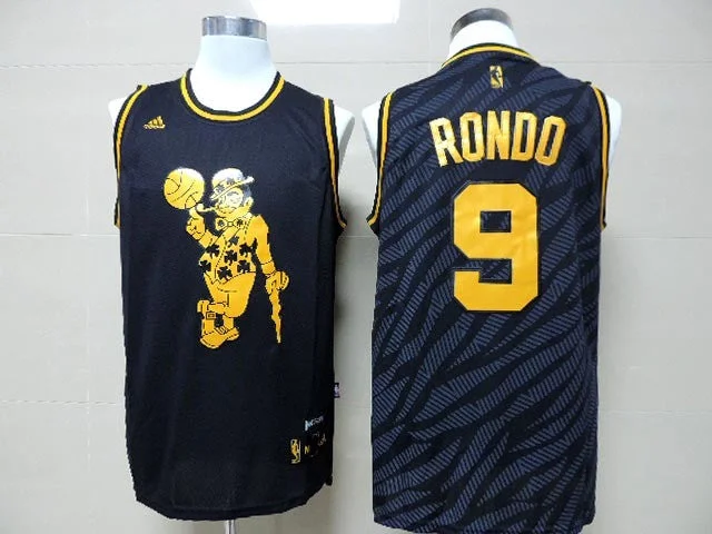 Classic Basketball Jersey-Celtics 9 Rondo Black Precious Metals Fashion Basketball Jerseys