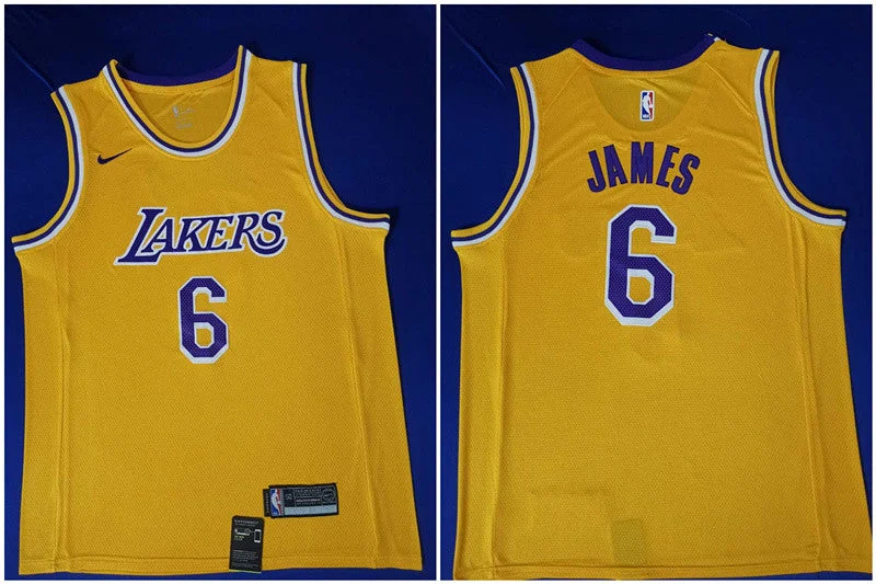 Basketball Jersey For College Teams-Lakers 6 Lebron James Yellow Swingman Basketball Jersey