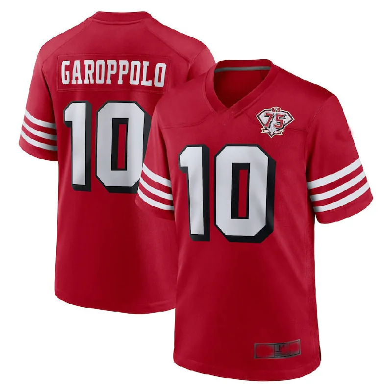 Football Jersey For Halloween-SF.49ers #10 Jimmy Garoppolo Red 75th Anniversary Alternate Game Player Jersey Football Jerseys