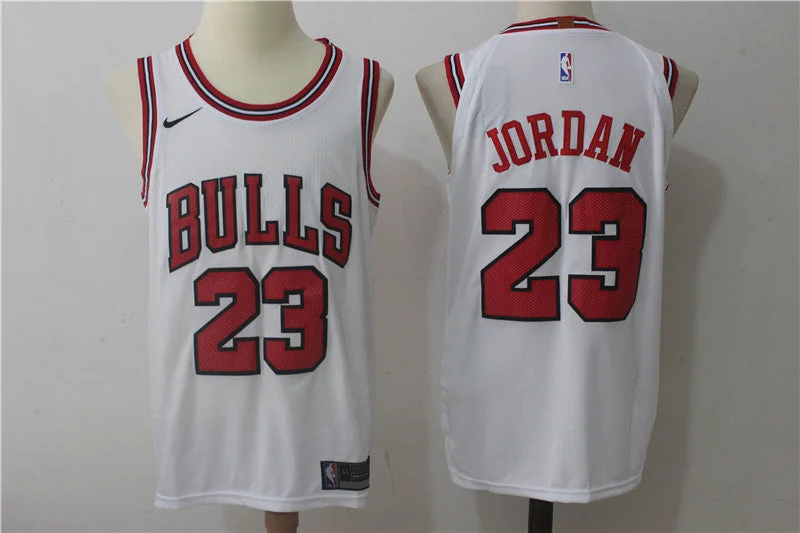 Basketball Jersey With Sweat-Resistant Fabric-Bulls 23 Michael Jordan White Authentic Basketball Jersey(Without the sponsor logo)