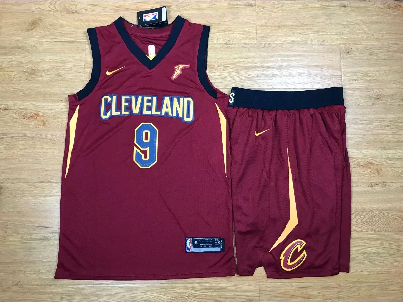 Moisture-Wicking Basketball Jersey-Cavaliers 9 Dwyane Wade Red Swingman Basketball Jersey(With Shorts)