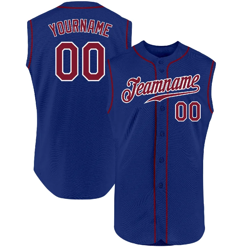 Away Baseball Jersey-Custom Royal Crimson-White Authentic Sleeveless Baseball Jersey