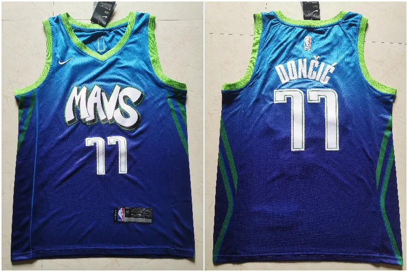 Basketball Jersey With Camo Print-Mavericks 77 Luka Doncic Blue 2019-20 City Edition Swingman Basketball Jersey