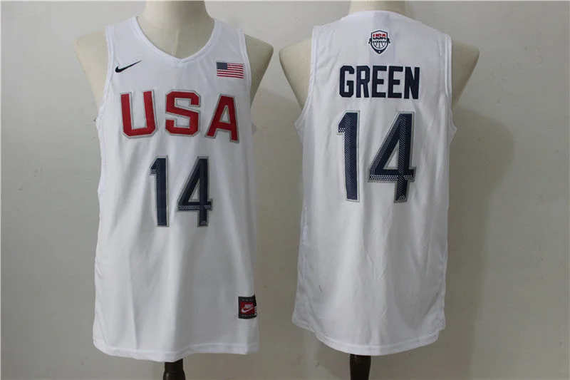 Performance Basketball Jersey-USA Basketball 14 Draymond Green White Rio Elite Stitched Basketball Jersey