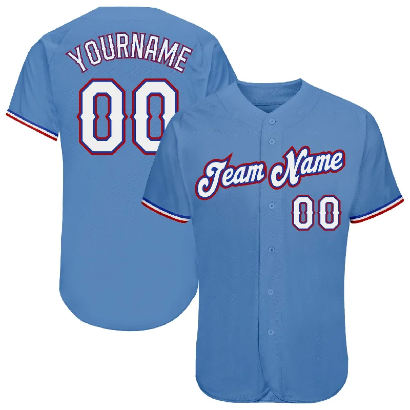 Baseball Jersey With Faded Look-Custom Light Blue White-Red Authentic Baseball Jersey