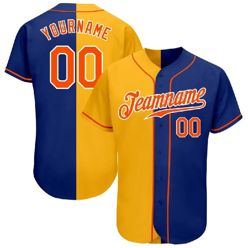 Baseball Jersey With Custom Design-Custom Royal Orange-Yellow Authentic Split Fashion Baseball Jersey