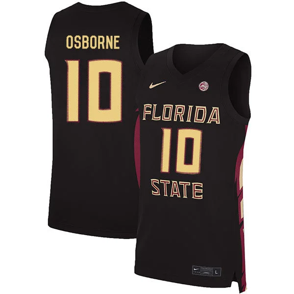 Basketball Jersey With Sporty Vibes-Florida State Seminoles 10 Malik Osborne Black Basketball College Basketball Jersey