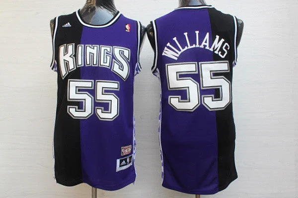 Basketball Jersey With Unbeatable Quality-Kings 55 Williams Black&Purple Hardwood Classics Basketball Jersey