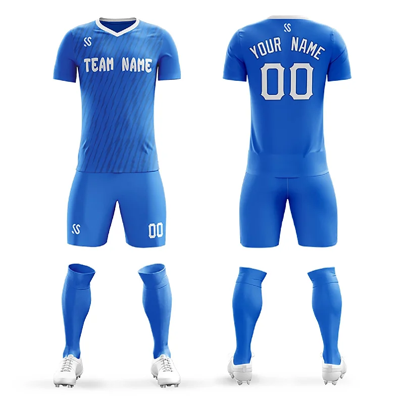 Football Jersey With Complete Outfit Set-Custom Royal Printing Outdoor Breathable Soccer Sets Jersey