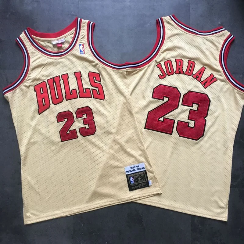 Youth Basketball Jersey-Bulls 23 Michael Jordan Cream 1995-96 Hardwood Classics Mesh Basketball Jersey