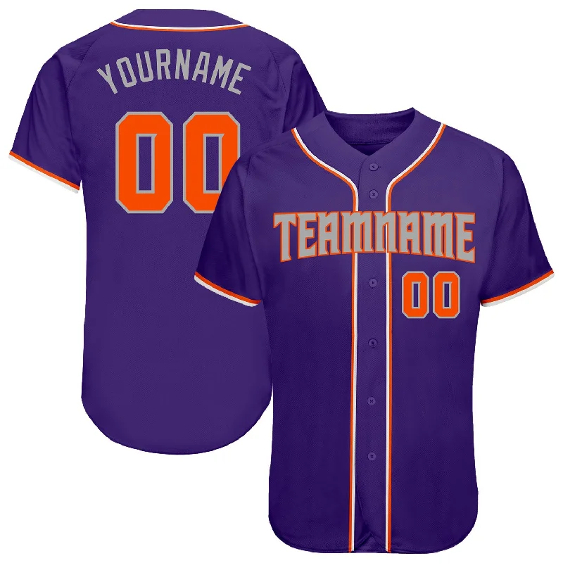 Pro Baseball Jersey-Custom Purple Orange-Gray Authentic Baseball Jersey