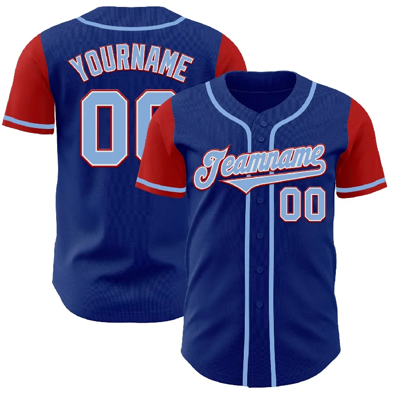 Baseball Jersey With Name-Custom Royal Light Blue-Red Authentic Two Tone Baseball Jersey