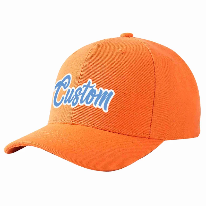 Hip-Hop Baseball Cap-Custom Orange Light Blue-White Curved Eaves Sport Baseball Cap Design for Men/Women/Youth