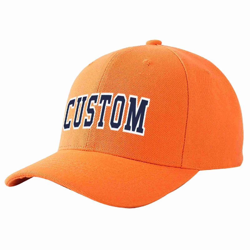 Trucker Baseball Cap-Custom Orange Navy-White Curved Eaves Sport Baseball Cap Design for Men/Women/Youth