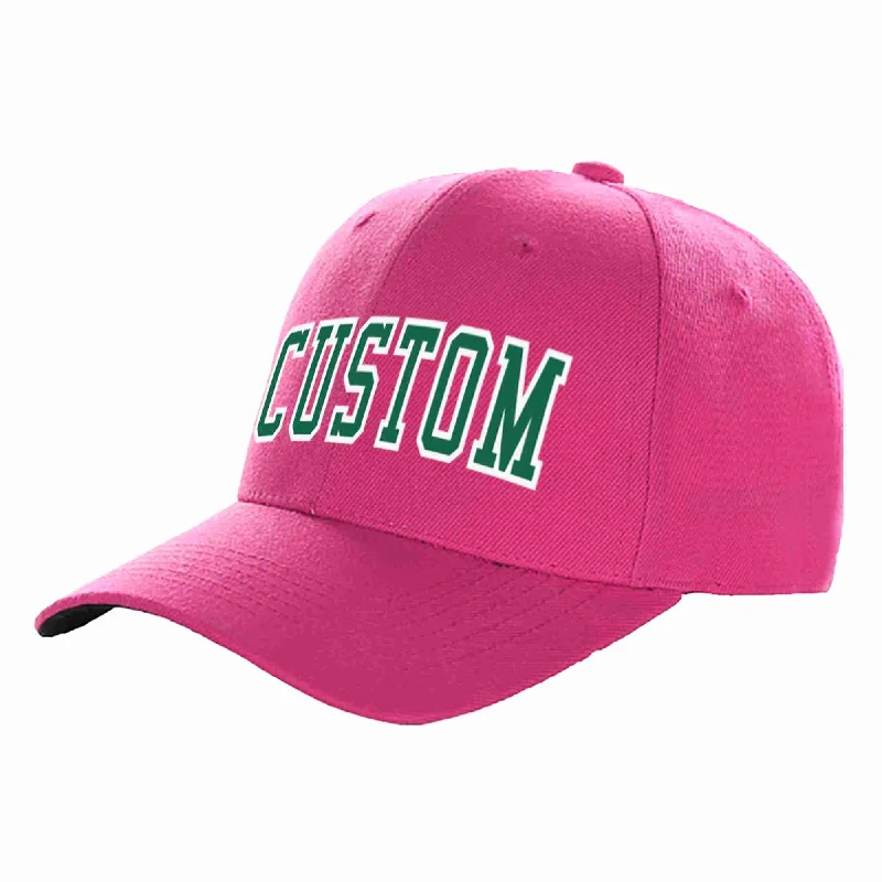 Anime Baseball Cap-Custom Rose Red Kelly Green-White Curved Eaves Sport Baseball Cap Design for Men/Women/Youth