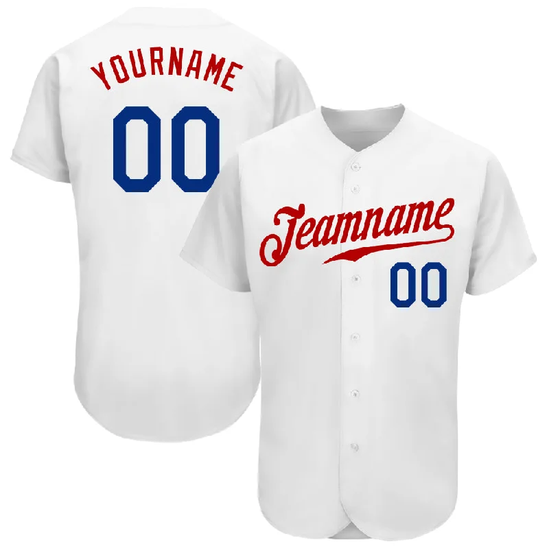 Baseball Jersey With DIY Design-Custom White Royal-Red Authentic Baseball Jersey