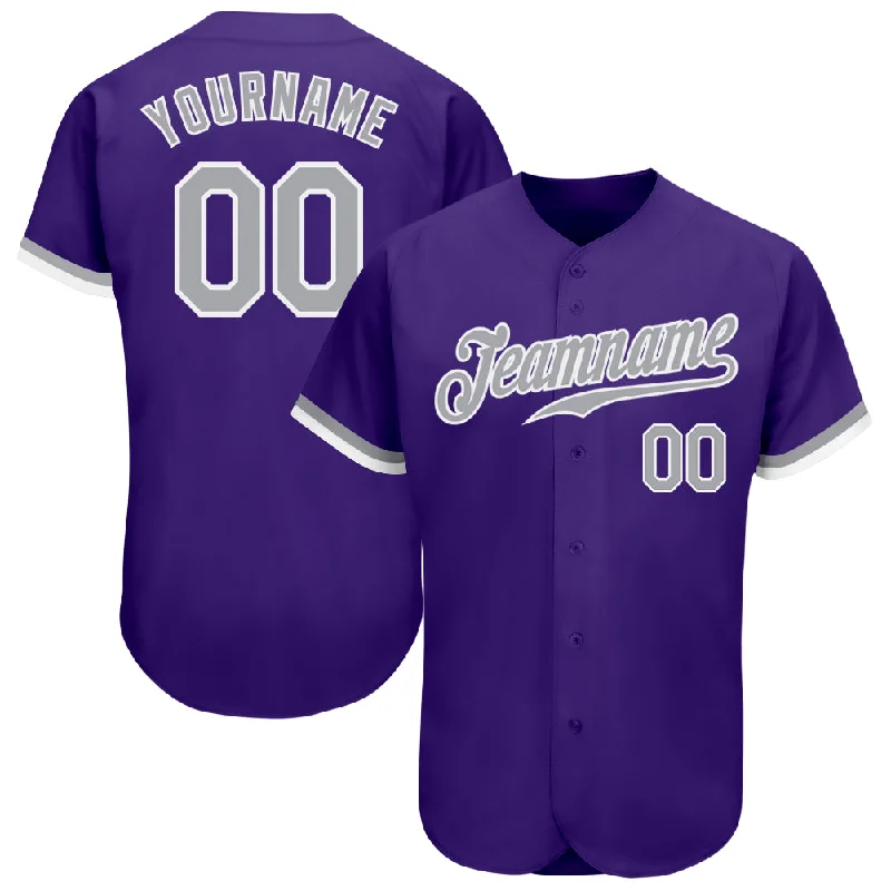 Baseball Jersey With Name-Custom Purple Gray-White Authentic Baseball Jersey