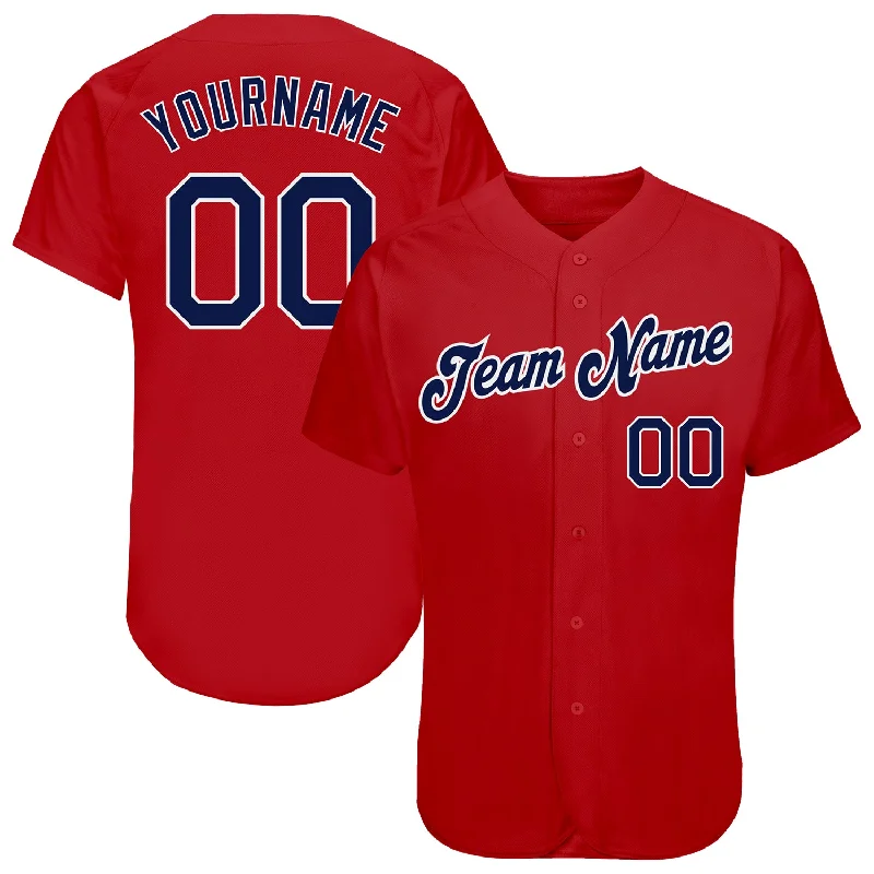 Short Sleeve Baseball Jersey-Custom Red Navy-White Authentic Baseball Jersey