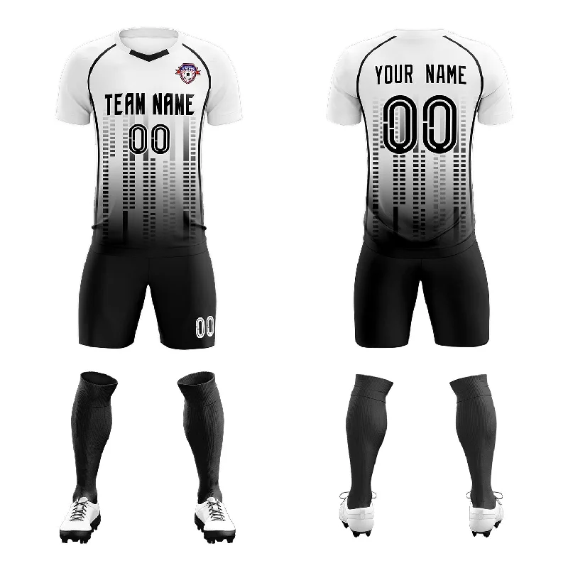 Football Jersey With Relaxed Fit-Custom White Black Printing Outdoor Tracksuit Soccer Sets Jersey