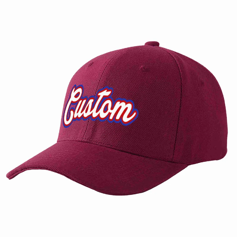 Glitter Baseball Cap-Custom Red Wine White-Red Curved Eaves Sport Baseball Cap Design for Men/Women/Youth