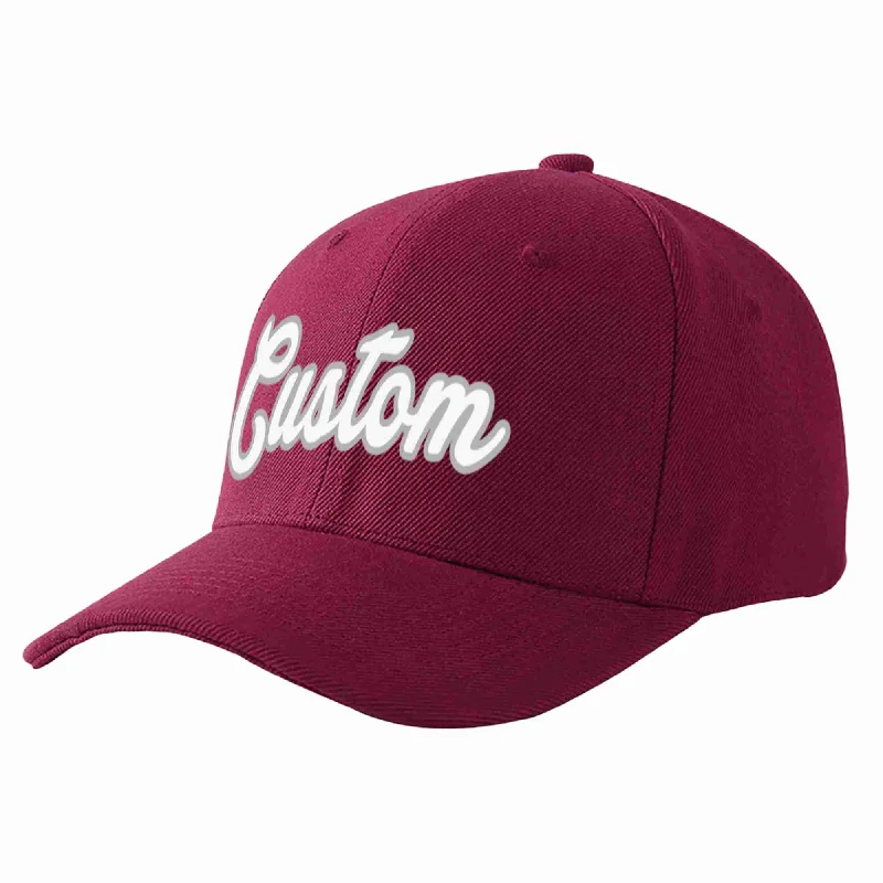 Rhinestone Baseball Cap-Custom Red Wine White-Gray Curved Eaves Sport Baseball Cap Design for Men/Women/Youth