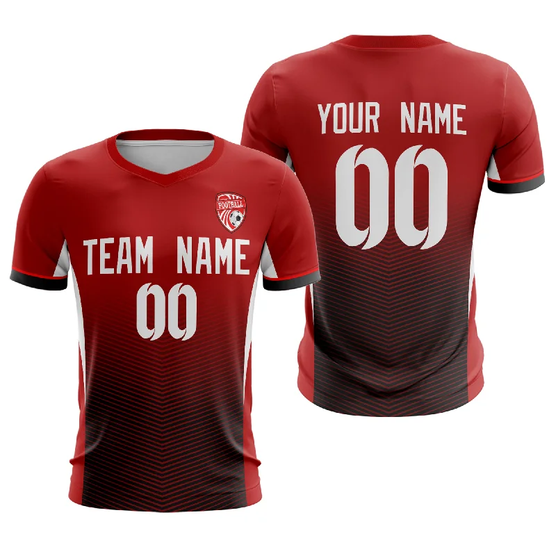 Football Jersey With Animal Print-Custom Red White Sport Soccer Tops Jersey