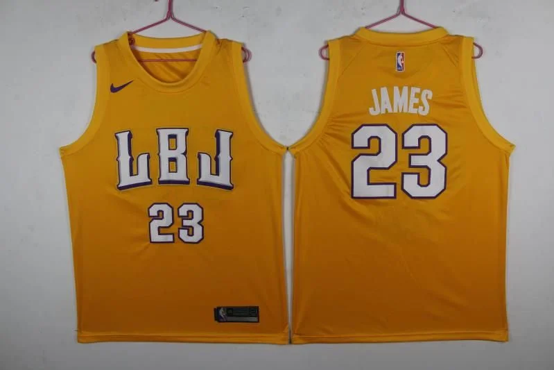 Basketball Jersey With Punk Rock Theme-Lakers 23 Lebron James LBJ Gold Swingman Basketball Jersey