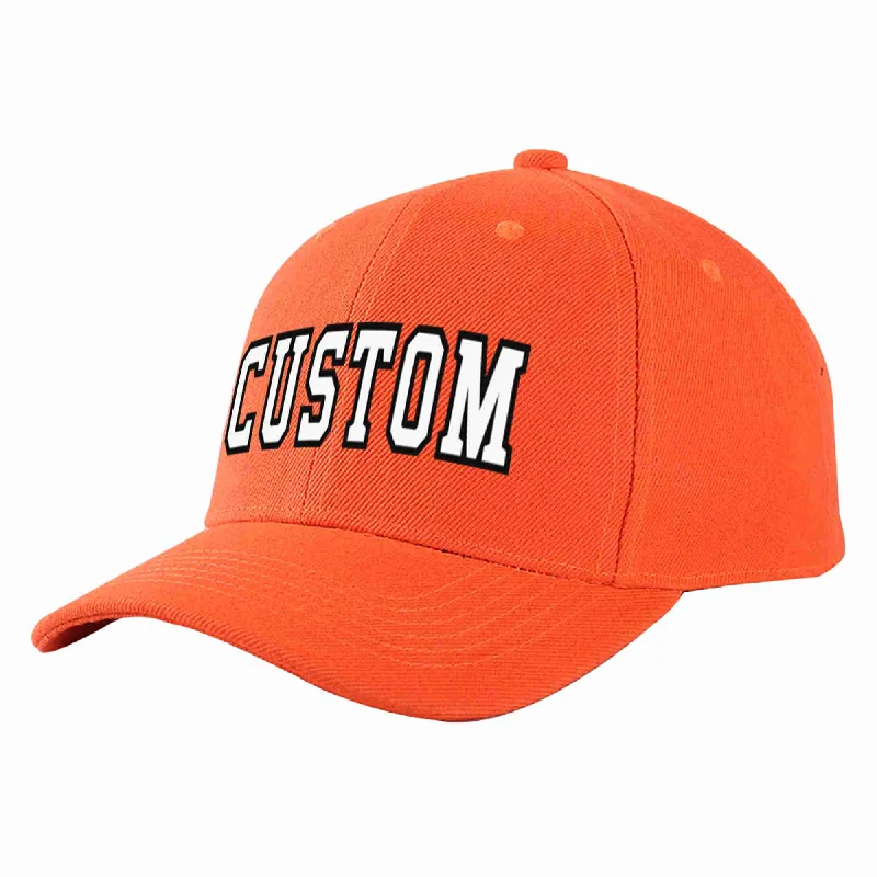 Foldable Baseball Cap-Custom Tangerine White-Black Curved Eaves Sport Baseball Cap Design for Men/Women/Youth