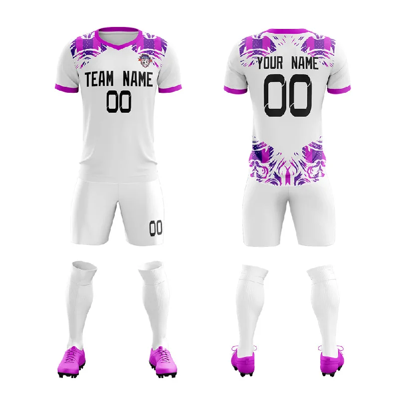 Team Football Jersey-Custom White Purple Soft Training Uniform Soccer Sets Jersey