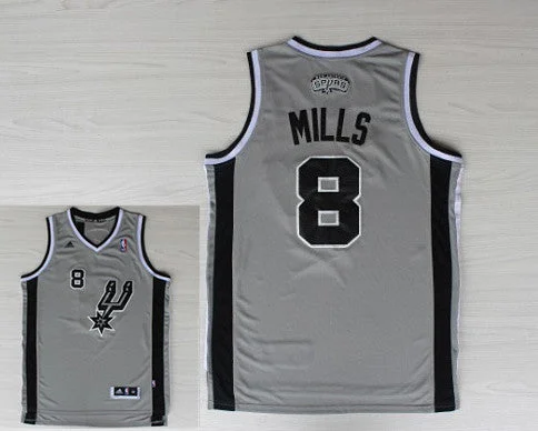 Retro Basketball Jersey-Spurs 8 Mills Grey New Revolution 30 Basketball Jerseys