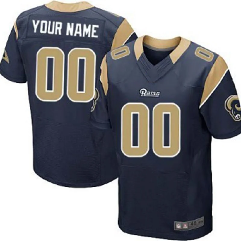 Football Jersey With Name-Custom LA.Rams Navy Blue Elite Jersey American Stitched Jersey Football Jerseys