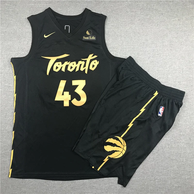 Kids Basketball Jersey-Raptors 43 Pascal Siakam Black City Edition Swingman Basketball Jersey(With Shorts)