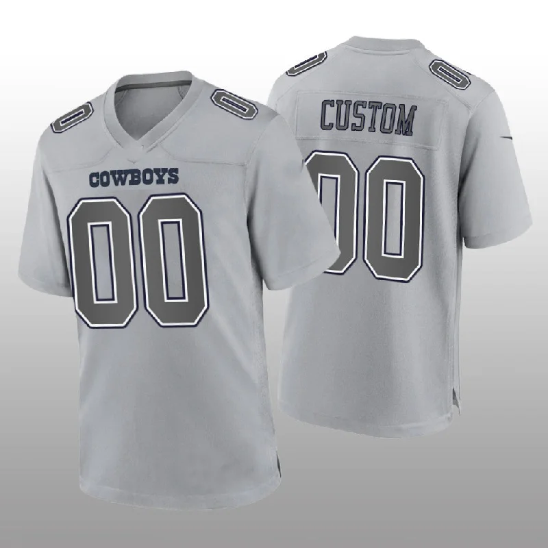 Short Sleeve Football Jersey-Custom D.Cowboys Gray Atmosphere Game Jersey Stitched Football Jerseys