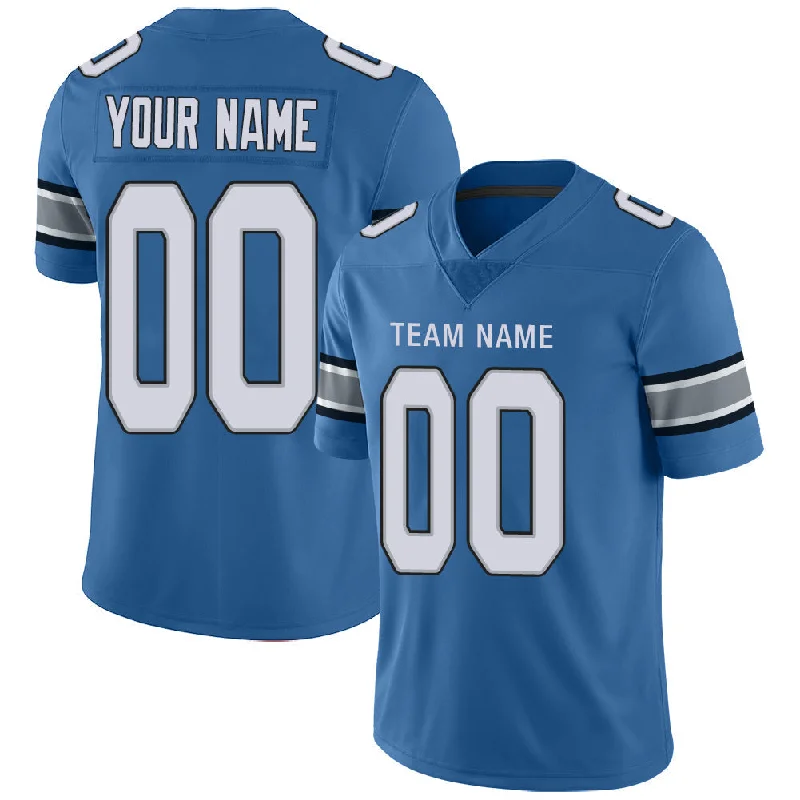 Football Jersey With Retro Fonts-Custom D.Lions  Stitched American Jerseys Personalize Birthday Gifts Blue Football Jersey