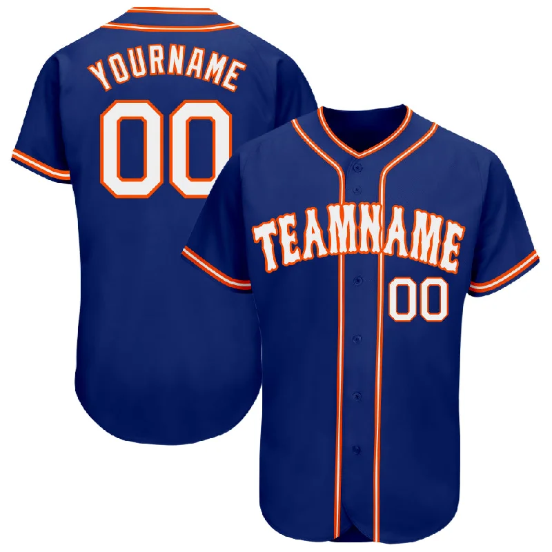 Baseball Jersey With Camouflage-Custom Royal White-Orange Authentic Baseball Jersey