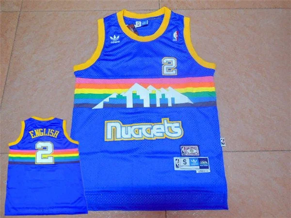 Throwback Basketball Jersey-Nuggets 2 Alex English Blue Hardwood Classics Basketball Jersey