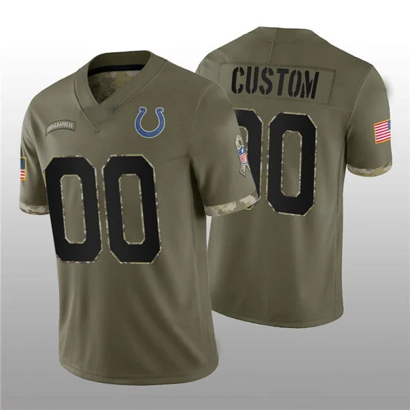 Throwback Football Jersey-Custom IN.Colts ACTIVE PLAYER 2022 Olive Salute To Service Limited Stitched Jersey Football Jersey