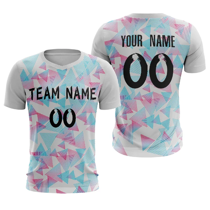 Football Jersey With Motivational Quotes-Custom White Pink-Blue Sport Soccer Tops Jersey