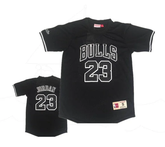 Basketball Jersey With Retro Fonts-Bulls 23 Michael Jordan Black Short Sleeve Mitchell & Ness Basketball Jersey