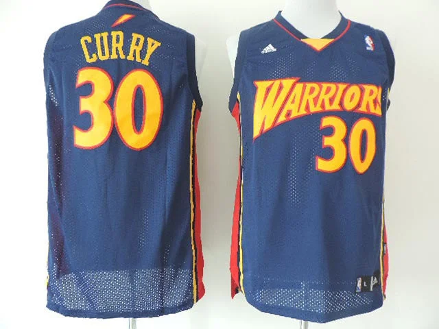 Basketball Jersey With Thumb Holes-Warriors 30 Curry Blue Gold Letters Swingman Basketball Jerseys