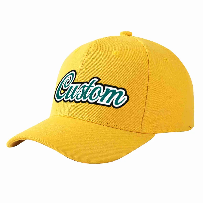 Bartender Baseball Cap-Custom Gold Aqua-White Curved Eaves Sport Baseball Cap Design for Men/Women/Youth