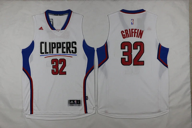 Basketball Jersey With Flame Graphics-Clippers 32 Blake Griffin White 2015 Swingman Basketball Jersey