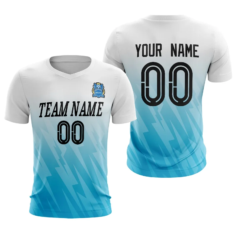 Football Jersey With Punk Rock Theme-Custom White Blue Sport Soccer Tops Jersey