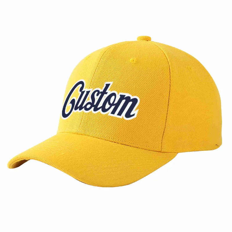 Police Baseball Cap-Custom Gold Navy-White Curved Eaves Sport Baseball Cap Design for Men/Women/Youth