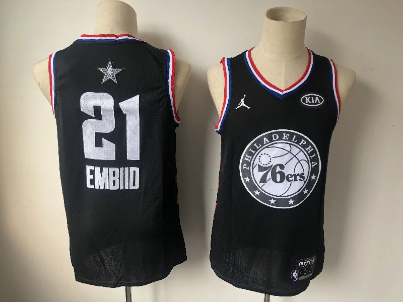 Basketball Jersey For Summer-76ers 21 Joel Embiid Black 2019 All-Star Game Jordan Brand Swingman Basketball Jersey