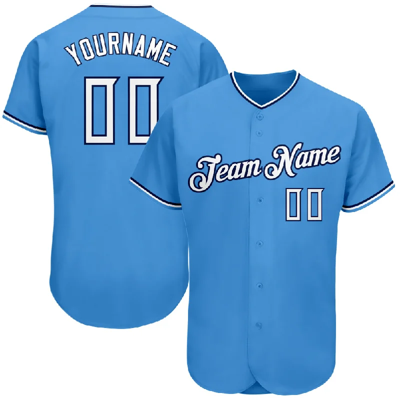 Baseball Jersey For Coaches-Custom Powder Blue White-Navy Authentic Baseball Jersey