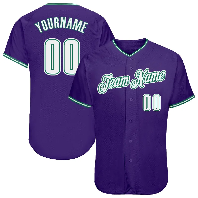 Replica Baseball Jersey-Custom Purple White-Kelly Green Authentic Baseball Jersey